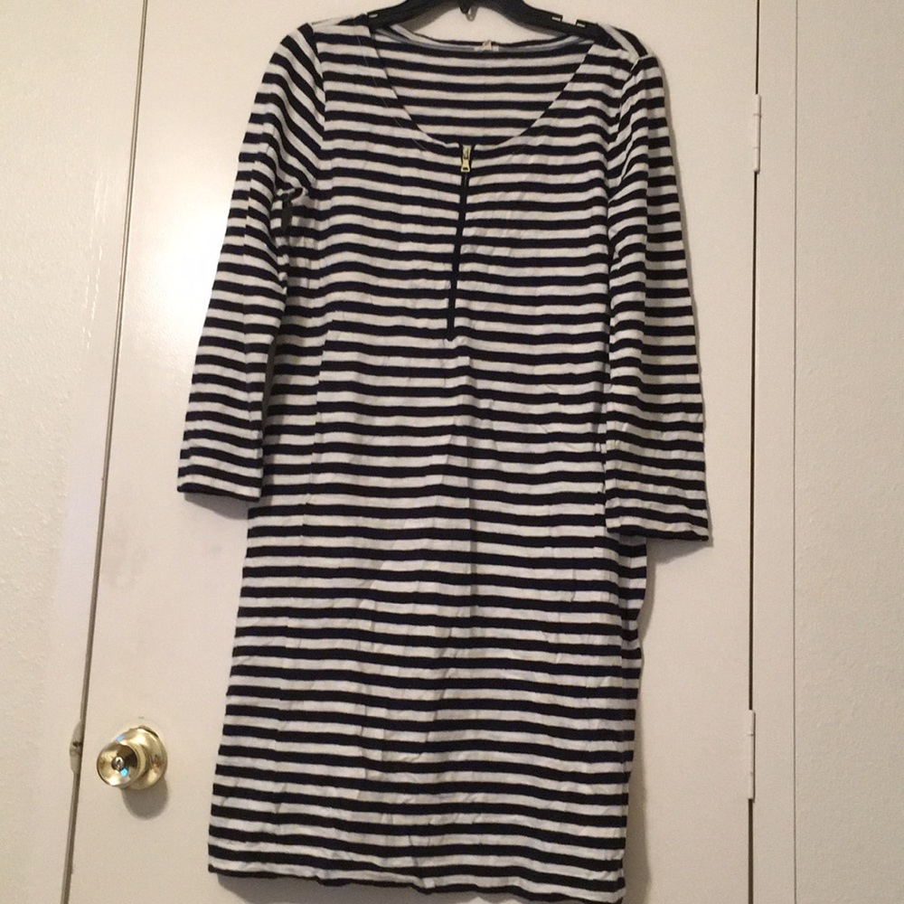 White and black striped dress